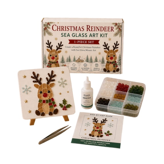 Christmas DIY Sea Glass Mosaic Art Kit, Sea Glass Art Kit