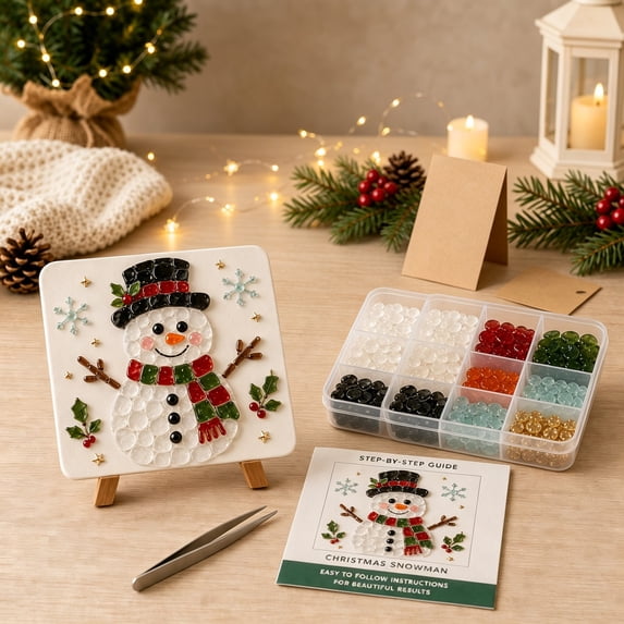 Christmas DIY Sea Glass Mosaic Art Kit for Adults, DIY Christmas Sea Glass Craft Kits, DIY Crafts Kit for Beginners Home Wall Decor Gift