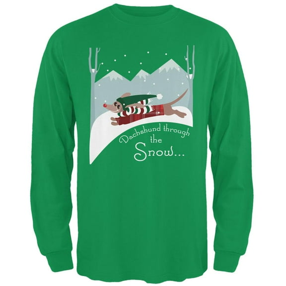 Christmas Dachshund Dashing Through the Snow Mens Long Sleeve T Shirt