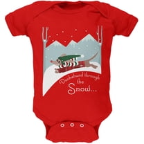 Christmas Dachshund Dashing Through the Snow Soft Baby One Piece Red 18-24 M