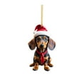 thumbnail image 1 of Christmas Dachshund Dog Ornaments, 3.15" Cute Dog Acrylic Hanging Decoration, Xmas Tree Pendant Party Supplies for Home Xmas Holiday Office Indoor Outdoor Decor, Dog Lovers Gift Idea, 1 of 3
