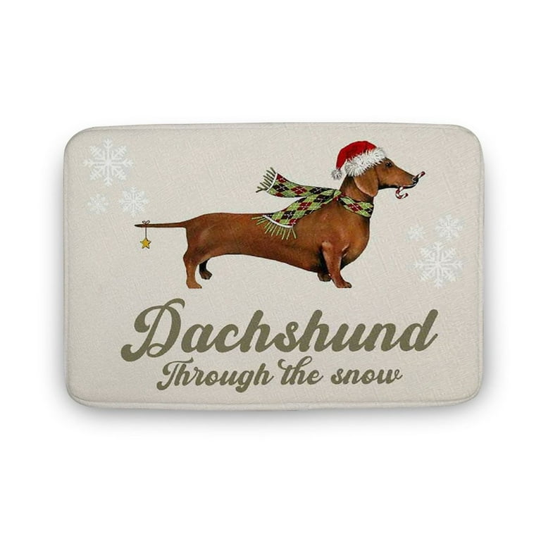 Christmas Dachshund Through The Snow Door Mat, Dachshund Christmas