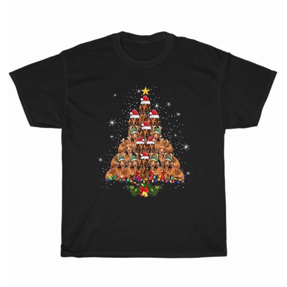 Christmas Dachshund Tree Funny Pajamas Xmas Dog Lover T-Shirt Unisex Tee Gift, up to size 5XL
