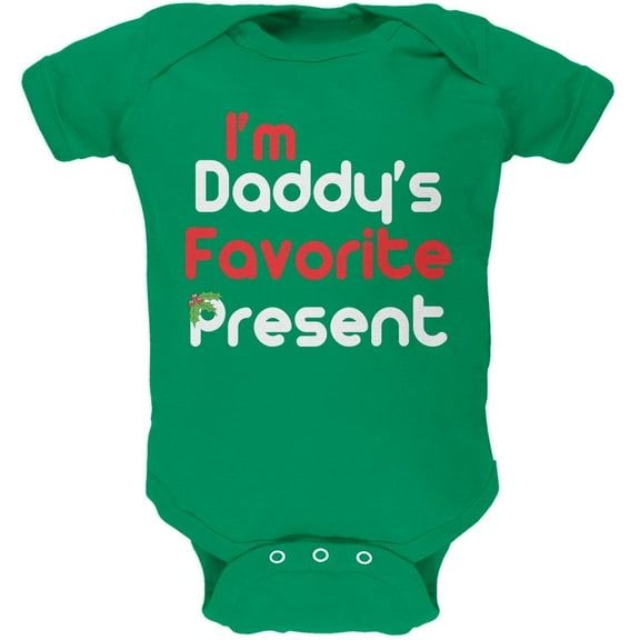 Christmas Daddy's Favorite Present Kelly Green Soft Baby One Piece - 9-12 months