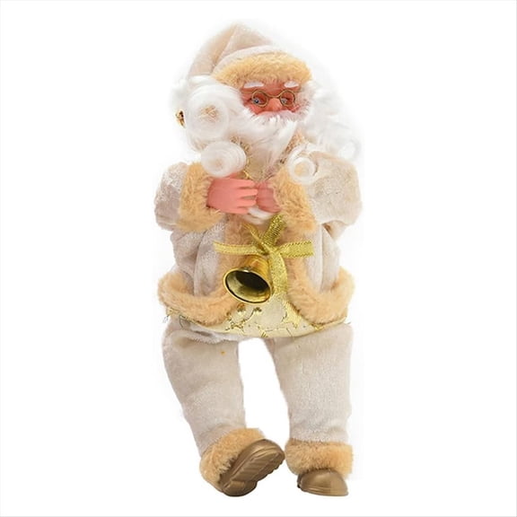 Christmas Daily Necessities, Velvet Sitting Santa Claus Doll, Christmas Home Window Decoration, Desk Decoration,1 x Santa Claus,White