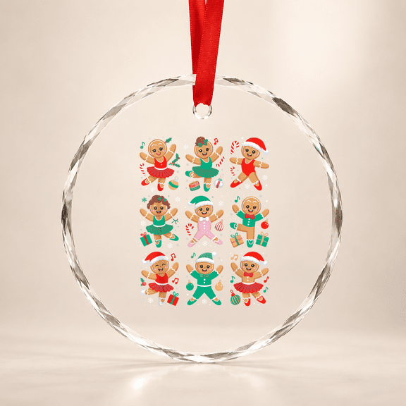 Christmas Dance Teacher Gingerbread Ballet Dancer Xmas Girls Glass Ornament