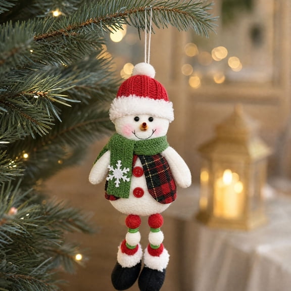 Christmas Dangling Leg Ornament Fabric Santa Snowman Reindeer Hanging Tree Decor Design B