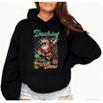 thumbnail image 1 of Christmas Dashing Through Snow Skate Santa Graphic Trendy Tee T-Shirt Print Top Hooded long-sleeved Black S-2XL, 1 of 7