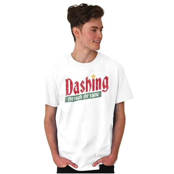 Christmas Dashing Through The Snow Men's Graphic T Shirt Tees Brisco Brands S