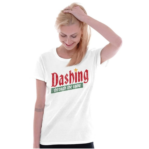 Christmas Dashing Through The Snow Womens Slim Fit Graphic Tee Brisco Brands S