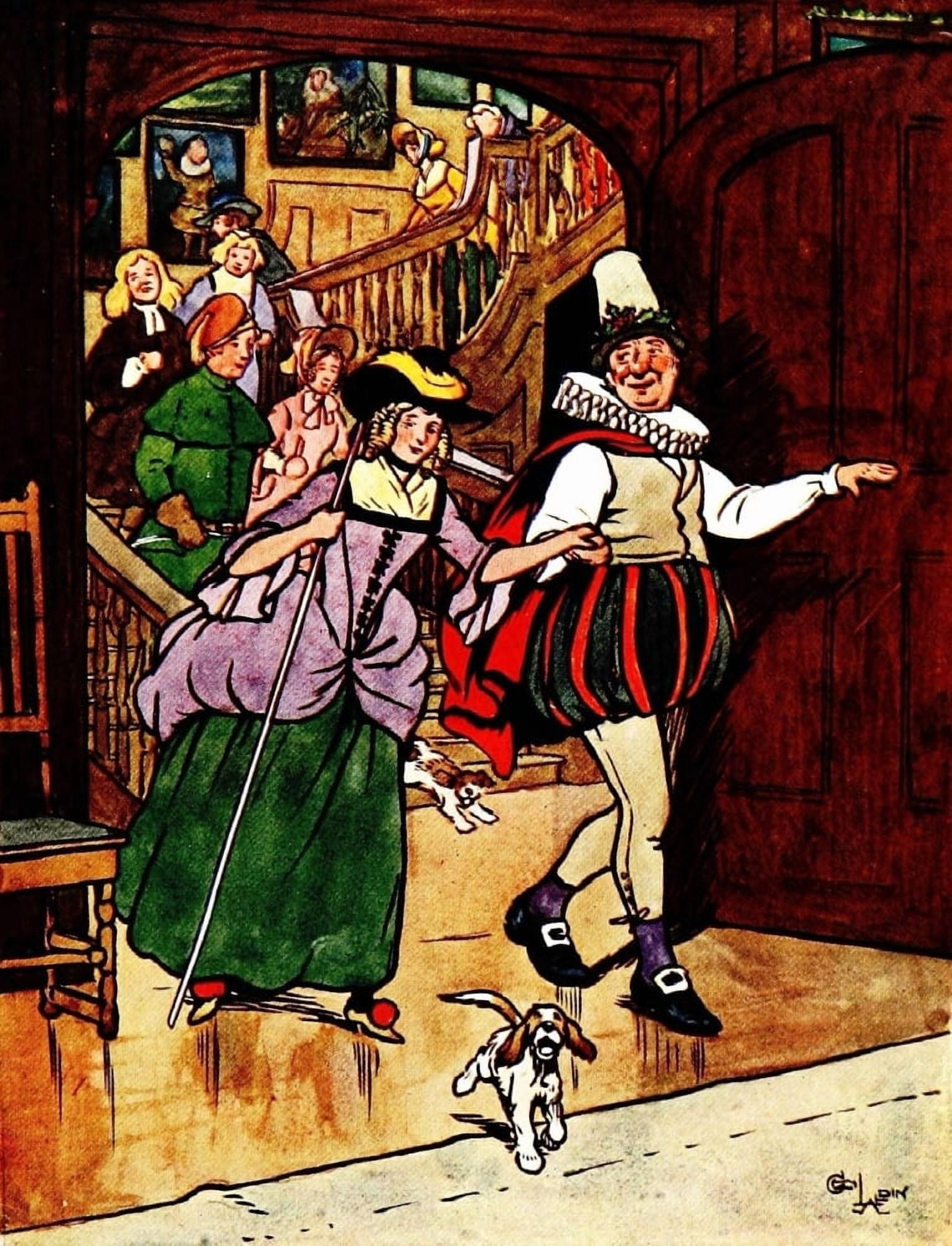 Christmas Day 1910 Master Simon led Canvas Art - Cecil Aldin (18 x 24)