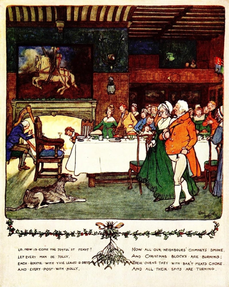 Christmas Day 1910 Th Joyful feast Canvas Art - Cecil Aldin (18 x 24)
