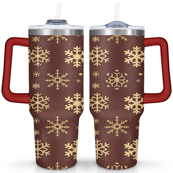 Christmas Day 40oz Reusable Cup - Holiday Festive Design with Reindeer and Christmas Trees, Vacuum Insulated BPA-Free Tumbler for Hot/Cold Beverages