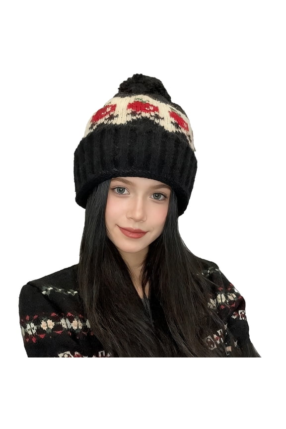 Christmas Day Beanie for Women Casual Women's Hats & Caps Winter Clothing Fall Fashion Must Have Cozy Winter Hat Black