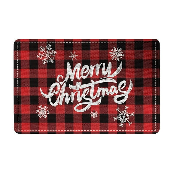 Christmas Day Mat – Soft Polyester Christmas Carpet with Tree Pattern – Holiday Doormat Rug for Entryway, Living Room, Under Tree – Non-Slip