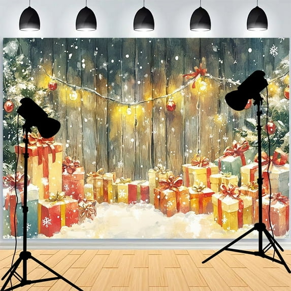 Christmas Day Photography Backdrops Snowman Xmas Eve Fireplace Window Family Party Portrait New Years Studio Background XH-68