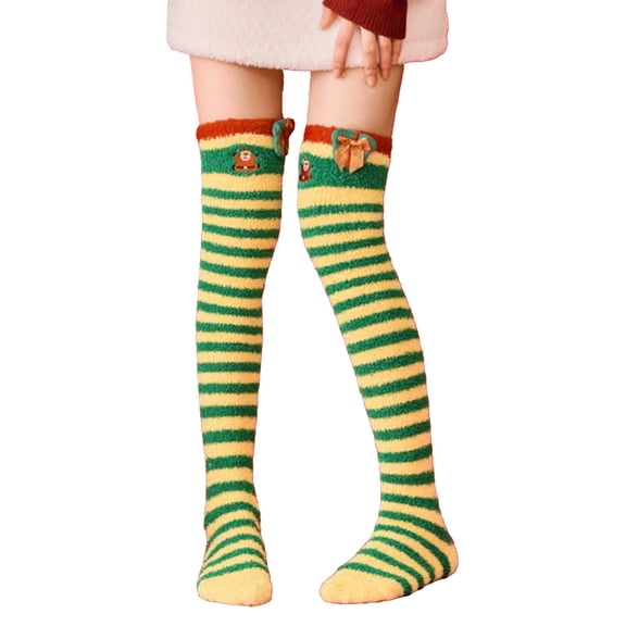 Christmas Day Womens Knee High Fitness Thigh High Stockings for Women Cozy Winter Women's Compression Socks Yellow