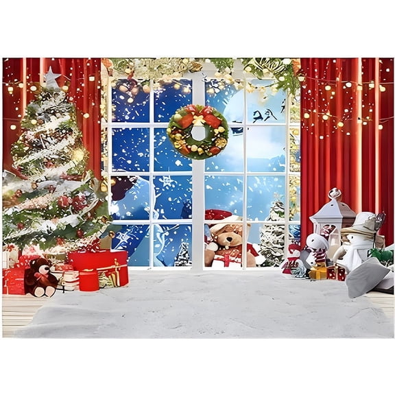 8x6ft Christmas Photography Backdrop | Winter Snowman Santa Gift Scene For Holiday Parties, Photos, Decor