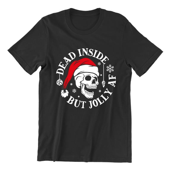 Christmas Dead Inside But Jolly Santa Skull Holiday Shirt for Men Unisex Mens Tshirt, 2XL, Black