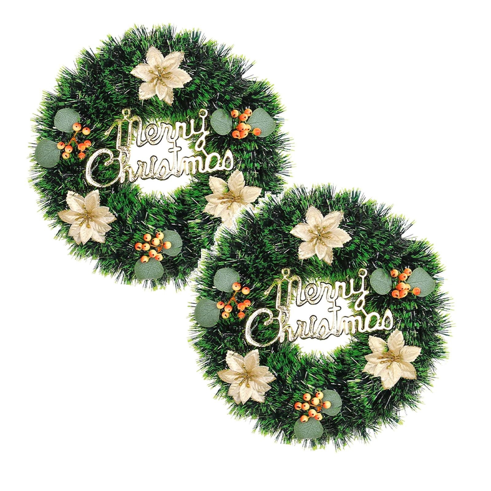 Christmas Deals! 2 Pack Christmas Wreath for Front Door Xmas Wreath