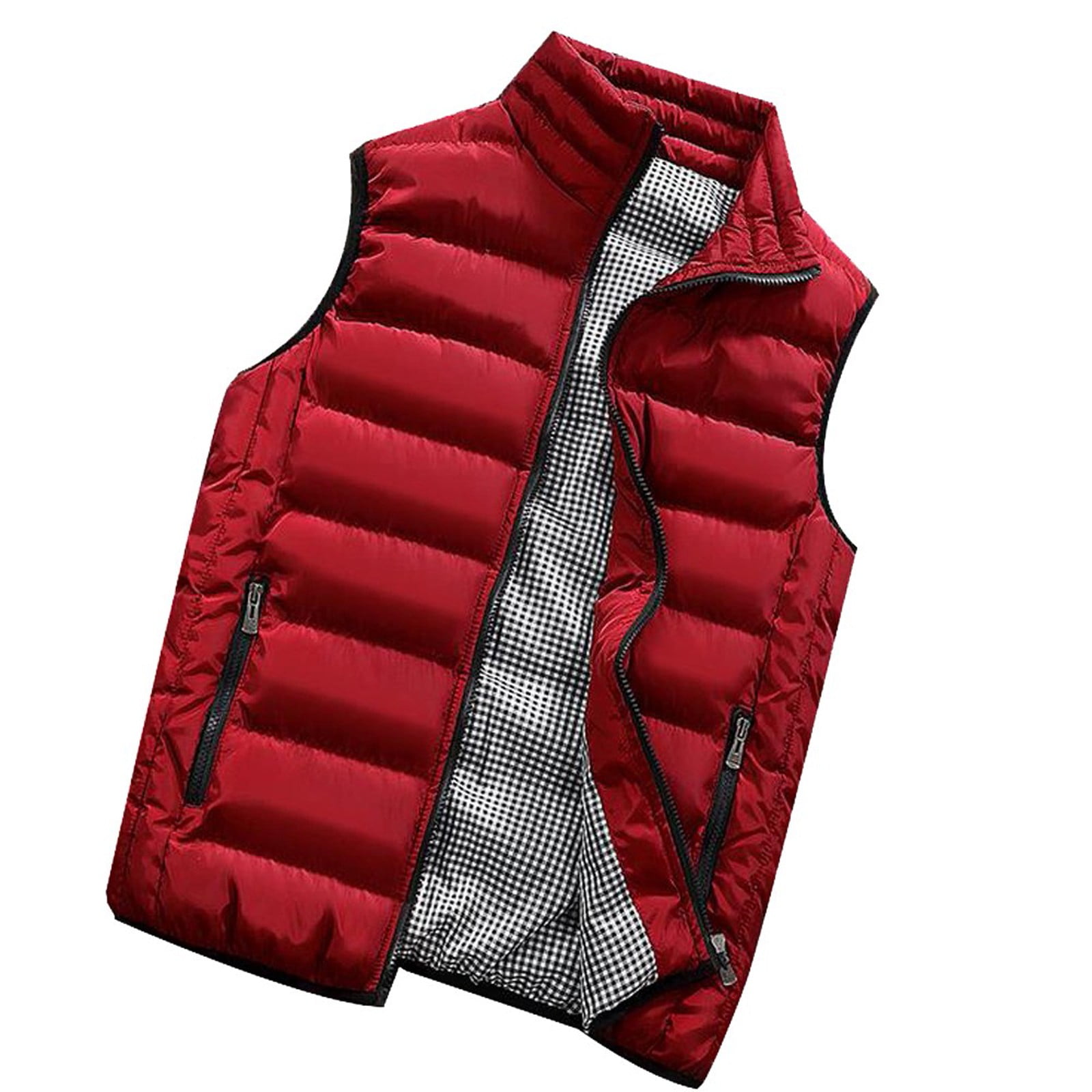Men's Outdoor Padded Vest Coat - Stand Collar Quilted Vest, Blue, X-Large - View #2