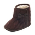 thumbnail image 1 of Christmas Deals!2022 Juebong Toddler Shoes Baby Girls Cute Bowknot Boots Baby Soft Cotton Shoes Winter Warm Shoes,Brown,6.5, 1 of 5