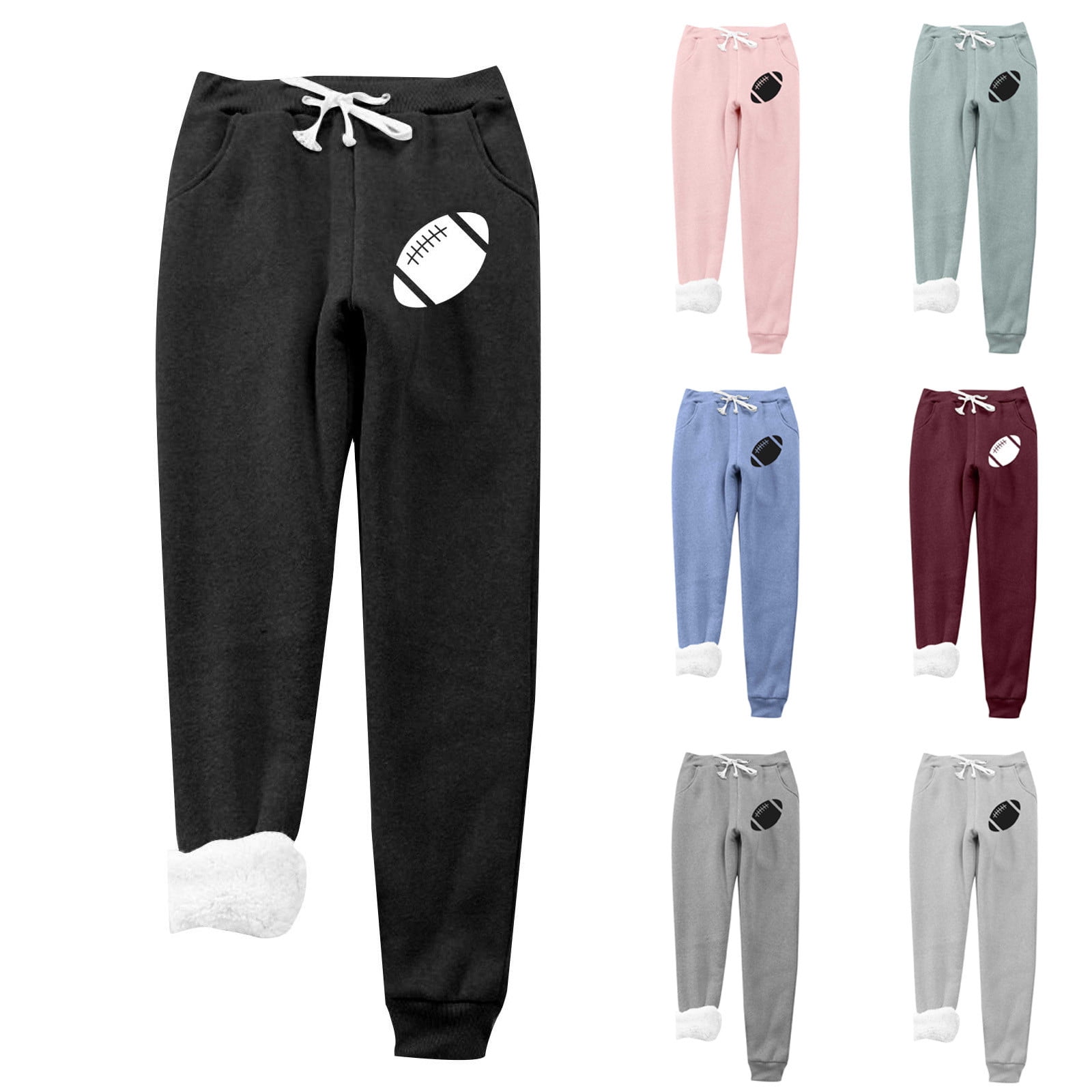 Christmas Deals 2023! Fleece Lined Joggers Womens with Pocket,High