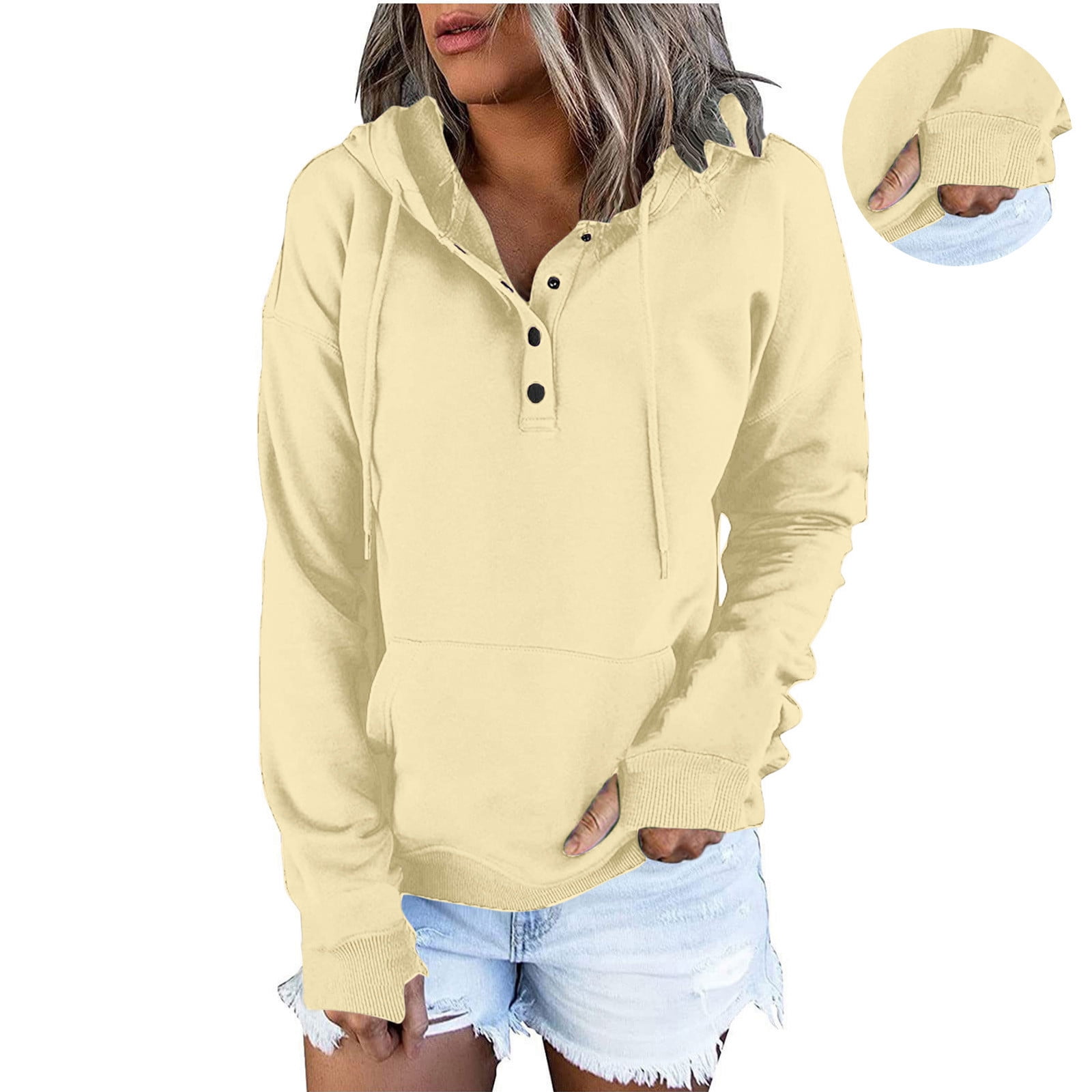 Christmas Deals 2023! Sweatshirt with Thumb Holes Women Hoodies Fashion