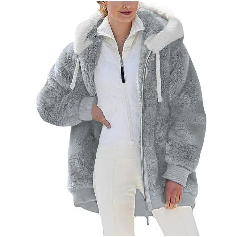 Sawvnm Christmas Deals, Plus Size Women's Winter Warm Plush Hooded