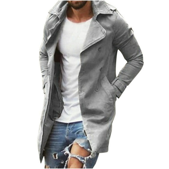 Christmas Casual Aoochasliy Mens Coats Outerwear Fall Trendy and Comfortable Casual Solid Color Mid-length Coat