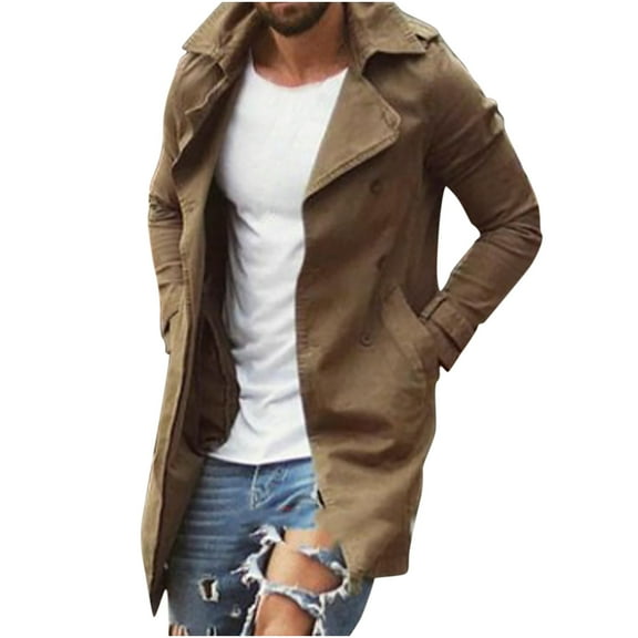 Christmas Casual Aoochasliy Mens Coats Outerwear Fall Trendy and Comfortable Casual Solid Color Mid-length Coat
