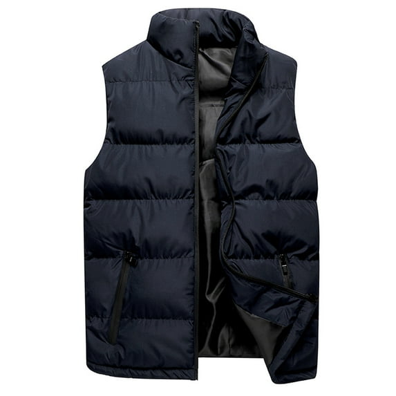 Christmas Deals Aoochasliy Mens Coats Outerwear Fall Winter Casual Stand Collar Pure Color Waistcoat Sleeveless Vest Tops