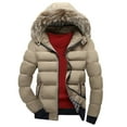 thumbnail image 1 of Christmas Casual Aoochasliy Mens Coats Outerwear Hooded Collar Winter Casual Padded Cotton Jacket, 1 of 3