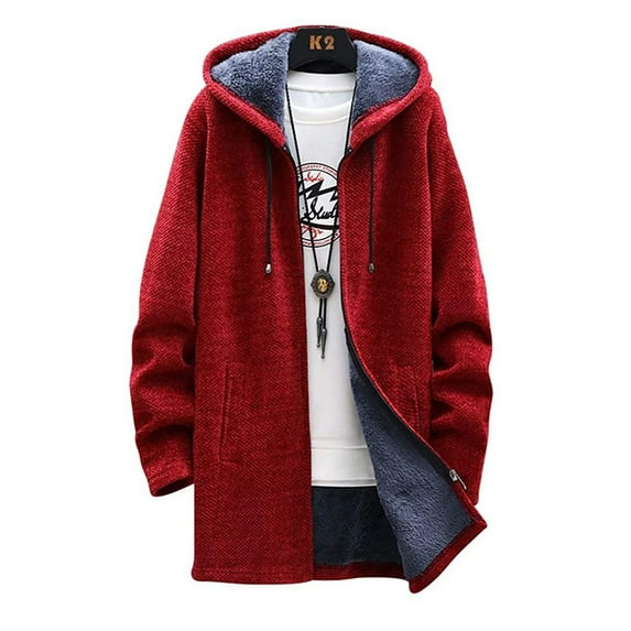 Christmas Aoochasliy Mens Coats Outerwear Long Coat Jacket Outerwear Hooded Winter Hoodie Casual Cold Protection