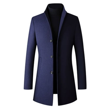 Christmas Deals Aoochasliy Mens Coats Outerwear Single-breasted Solid Color Trendy Suit Business Casual Suit Wool Coat