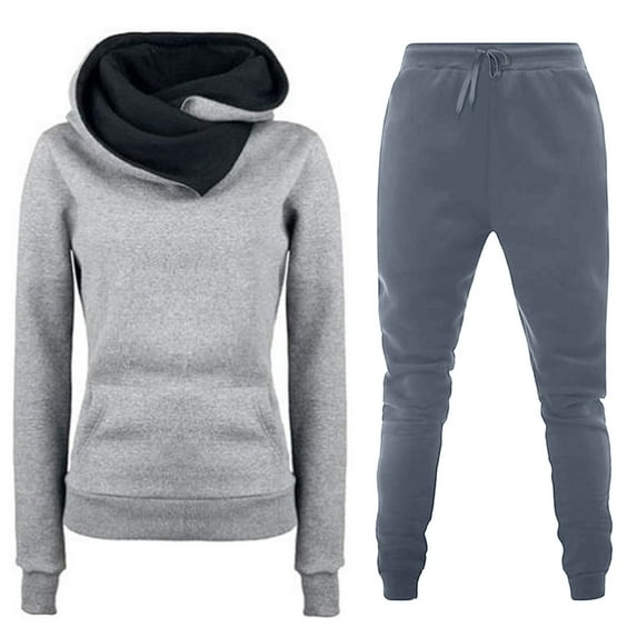 Christmas Deals! Ohufall 2 Piece Outfits for Women,Fall Winter Outfits Sports Tracksuits Long Sleeve Pullover Hoodies Pants Suit,Sweatshirt for Women Clearance