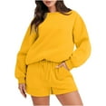 thumbnail image 1 of Christmas Deals! Borniu 2 Piece Outfits for Women,Round-Neck Blouse Long Sleeve Tops Sweatshirt Shorts Casual Suit Sets Clearance, 1 of 7
