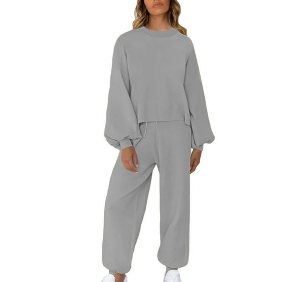 Christmas! Ohufall 2 Piece Outfits for Women, Round Neck Long Sleeve Sweatshirt Loose Pants Set for Women