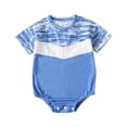 thumbnail image 1 of Christmas! Ohufall Baby Girl Baby Boy Clothes, Toddler Kids Baby Boys Fashion Cute Short Sleeve Splicing Stripe Print Casual Romper, 1 of 9