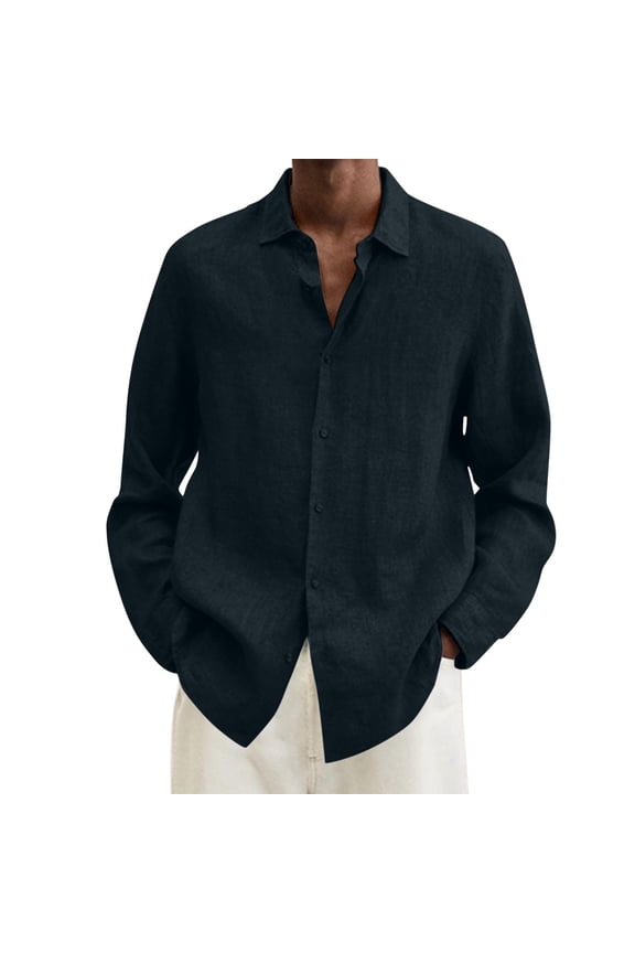 Christmas! Ohufall Mens Shirts,Long Sleeve Shirts for Men,Fashion Man Turndown Collar Long Sleeve Tops T-Shirt Summer Printing Button Blouse Sweartshirt