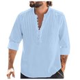 thumbnail image 1 of Christmas Deals! Borniu Mens Shirts,Long Sleeve Shirts for Men,Casual Solid Color Button Stand-up Collar Long Sleeve Pullover Blouse Tops Clearance, 1 of 6