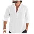 thumbnail image 1 of Christmas Deals! Borniu Mens Shirts,Long Sleeve Shirts for Men,Casual Solid Color Button Stand-up Collar Long Sleeve Pullover Blouse Tops Clearance, 1 of 6