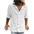 thumbnail image 1 of Christmas! Ohufall Mens Shirts,Long Sleeve Shirts for Men,Solid Casual Turn-down Collar Pocket Button Long Sleeve Shirt Blouse, 1 of 9