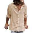 thumbnail image 1 of Christmas! Ohufall Mens Shirts,Long Sleeve Shirts for Men,Solid Casual Turn-down Collar Pocket Button Long Sleeve Shirt Blouse, 1 of 8