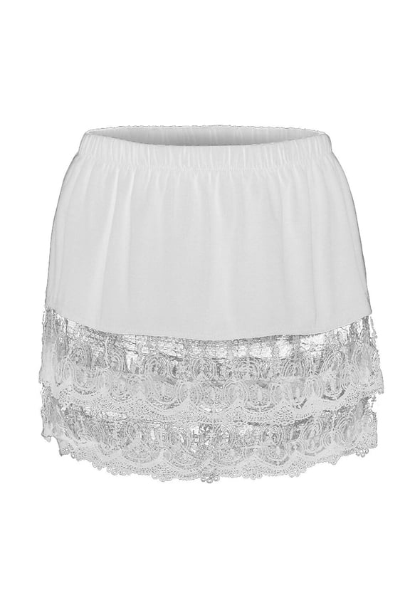 Christmas! Borniu Mini Skirt Women's Layered Tiered Sheer Lace Trim Extender Half Slip Plus Size Skirt Summer Skirts