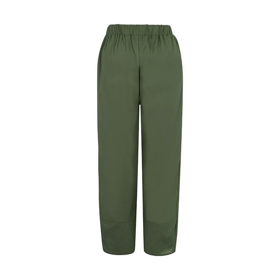 Christmas! Ohufall Pants Women's Pants Casual High Waist Solid Summer Cotton Loose Long Straight Pants