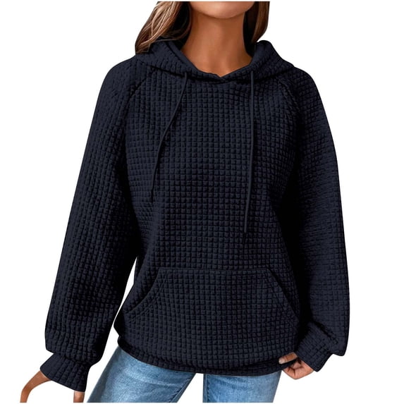 Christmas Deals! Borniu Sweatshirt For Women, Women's Solid Raglan Sweater Hooded Sweater Long Sleeve Top Sweater Fall Sweatshirts Clearance