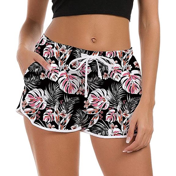 Christmas! Ohufall Swimsuit! Womens Swimsuits Drawstring Board Short Quick Dry Stretch Novelty Pattern Swimsuit Swimwear