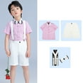 thumbnail image 1 of Christmas! Ohufall Toddler Boy Clothes!Toddler Baby Boys Fashion Short Sleeve Blouse Tie Solid Color Overalls Gentleman's School Uniform Suit, 1 of 9