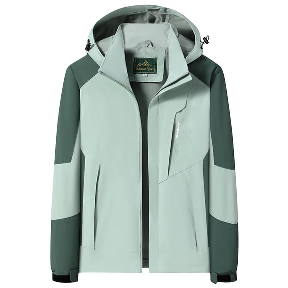 Christmas! Ohufall Trench Coats For Women Waterproof Rain Jacket Outdoor Hooded Raincoat Lightweight Windbreaker Trench Coat